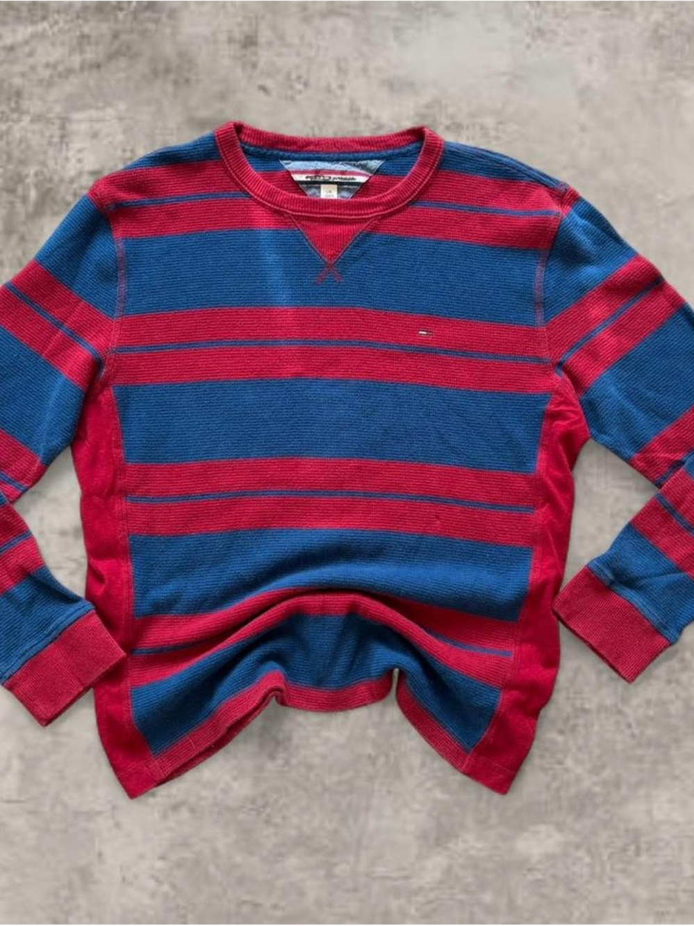 Tommy Hilfiger Blue & Red Striped Crewneck Sweater